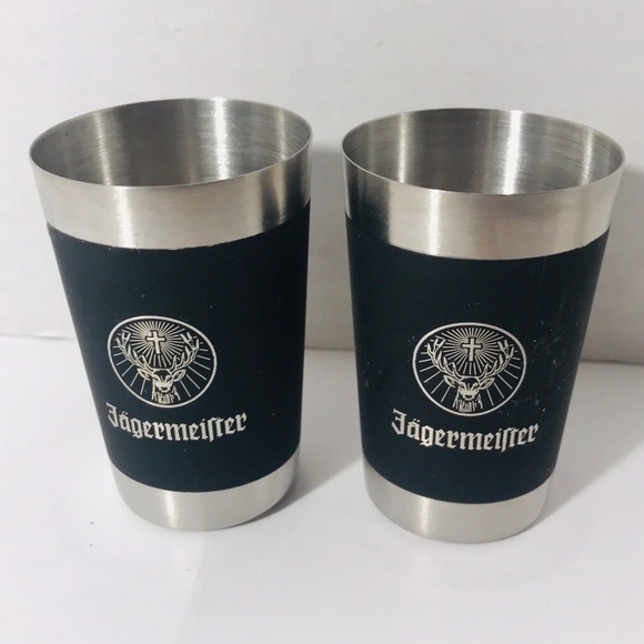 (2) NWOT JAGERMEISTER Stainless Steel Shot Glasses - Picture 1 of 4